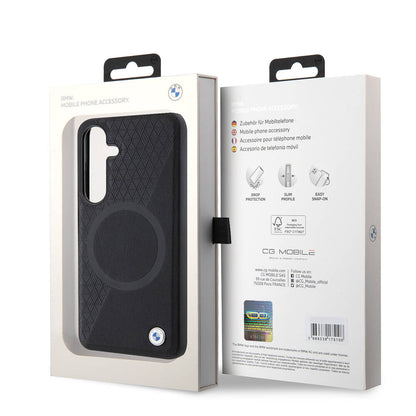 Galaxy S24 Kılıf BMW Orijinal Lisanslı M-safe Şarj Özellikli Yarım Dokulu Circle Leather Kılıf