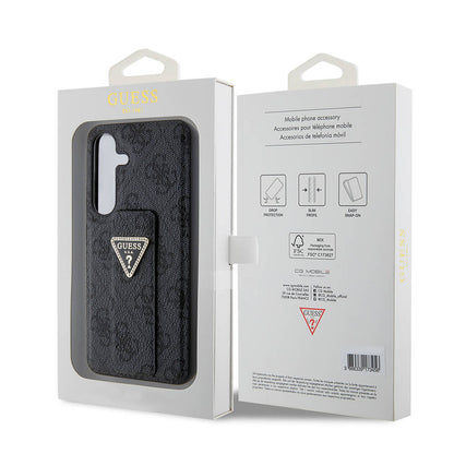 Galaxy S24 Kılıf Guess Orijinal Lisanslı 4G Desenli Üçgen Logolu Standlı Deri Kılıf