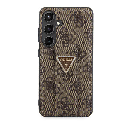 Galaxy S24 Kılıf Guess Orijinal Lisanslı 4G Desenli Üçgen Logolu Standlı Deri Kılıf
