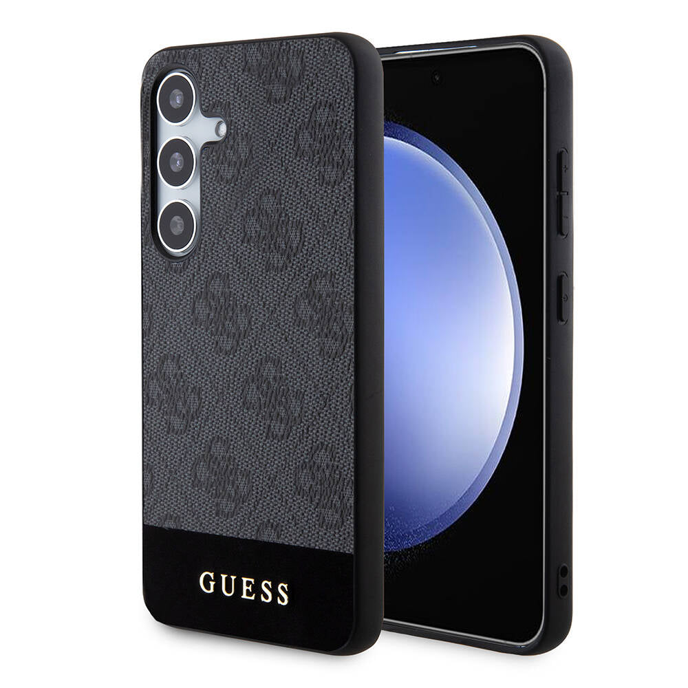 Galaxy S24 Kılıf Guess Orijinal Lisanslı PU Deri Şerit Logo Dizaynlı Kılıf