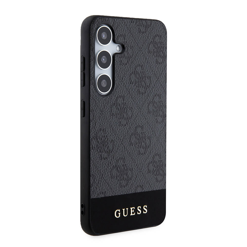 Galaxy S24 Kılıf Guess Orijinal Lisanslı PU Deri Şerit Logo Dizaynlı Kılıf