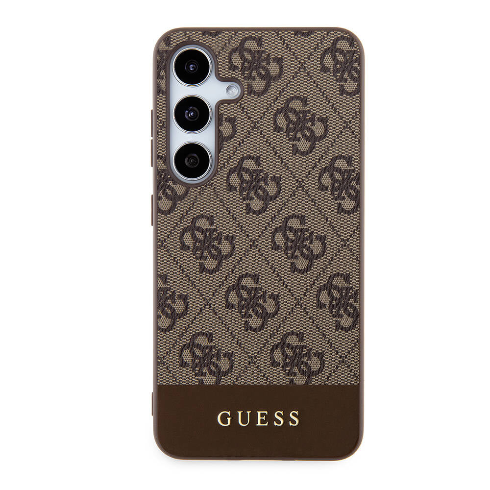 Galaxy S24 Kılıf Guess Orijinal Lisanslı PU Deri Şerit Logo Dizaynlı Kılıf