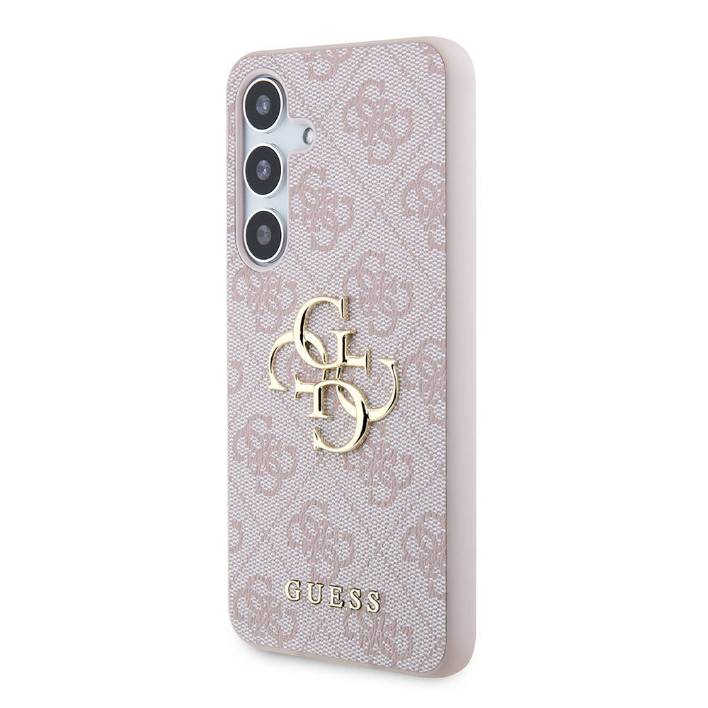 Galaxy S24 Kılıf Guess Orijinal Lisanslı PU Deri Yazı ve 4G Metal Logolu Desenli Kılıf