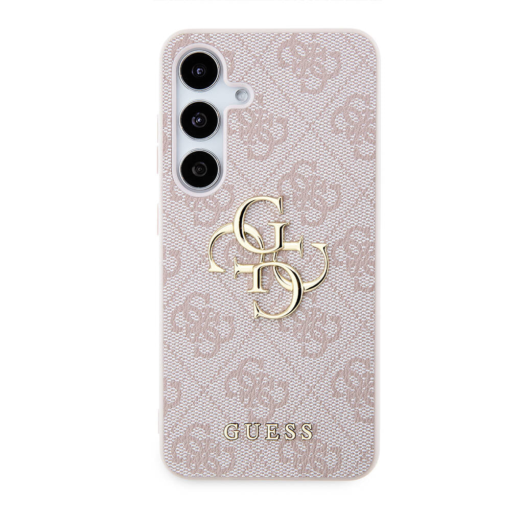 Galaxy S24 Kılıf Guess Orijinal Lisanslı PU Deri Yazı ve 4G Metal Logolu Desenli Kılıf