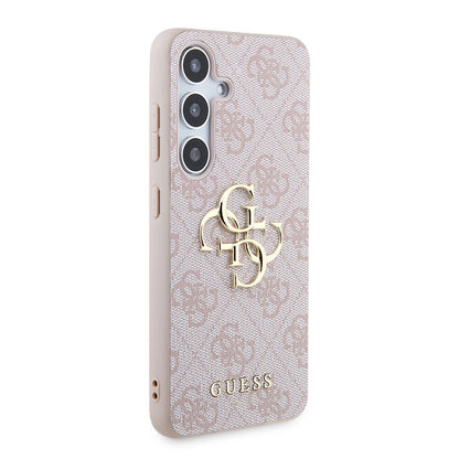 Galaxy S24 Kılıf Guess Orijinal Lisanslı PU Deri Yazı ve 4G Metal Logolu Desenli Kılıf