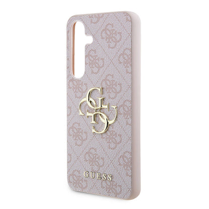 Galaxy S24 Kılıf Guess Orijinal Lisanslı PU Deri Yazı ve 4G Metal Logolu Desenli Kılıf