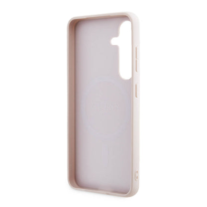 Galaxy S24 Kılıf Guess Orijinal Lisanslı PU Deri Yazı ve 4G Metal Logolu Desenli Kılıf