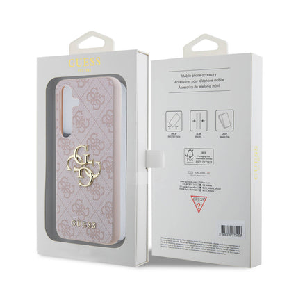 Galaxy S24 Kılıf Guess Orijinal Lisanslı PU Deri Yazı ve 4G Metal Logolu Desenli Kılıf