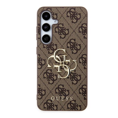 Galaxy S24 Kılıf Guess Orijinal Lisanslı PU Deri Yazı ve 4G Metal Logolu Desenli Kılıf