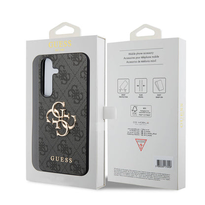 Galaxy S24 Kılıf Guess Orijinal Lisanslı PU Deri Yazı ve 4G Metal Logolu Desenli Kılıf