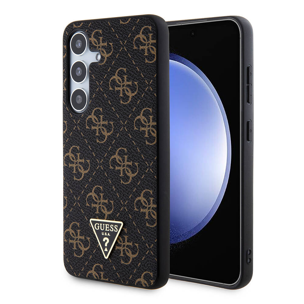 Galaxy S24 Kılıf Guess Orijinal Lisanslı PU Üçgen Logo 4G Desenli Kılıf