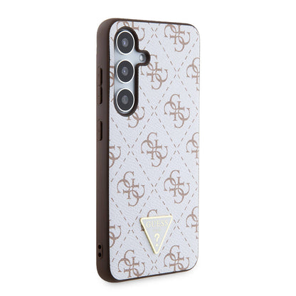 Galaxy S24 Kılıf Guess Orijinal Lisanslı PU Üçgen Logo 4G Desenli Kılıf