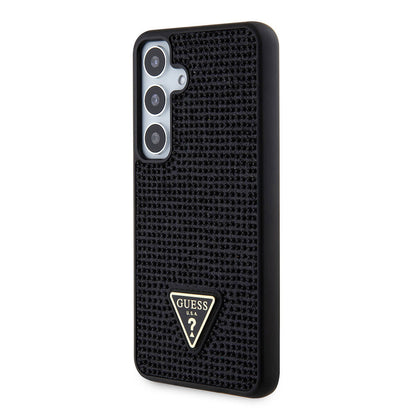 Galaxy S24 Kılıf Guess Orijinal Lisanslı Taşlı Arka Yüzey Üçgen Logolu Kılıf