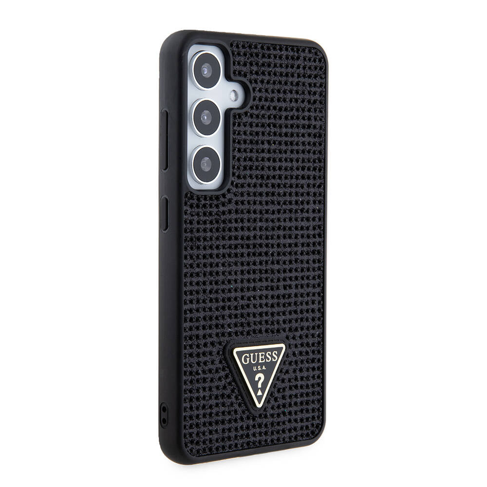 Galaxy S24 Kılıf Guess Orijinal Lisanslı Taşlı Arka Yüzey Üçgen Logolu Kılıf