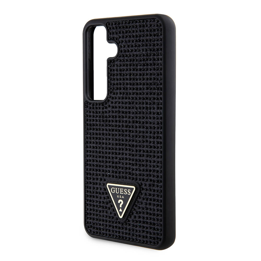 Galaxy S24 Kılıf Guess Orijinal Lisanslı Taşlı Arka Yüzey Üçgen Logolu Kılıf