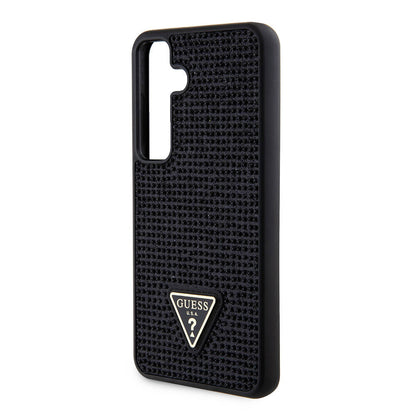 Galaxy S24 Kılıf Guess Orijinal Lisanslı Taşlı Arka Yüzey Üçgen Logolu Kılıf