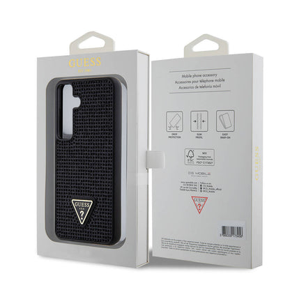 Galaxy S24 Kılıf Guess Orijinal Lisanslı Taşlı Arka Yüzey Üçgen Logolu Kılıf