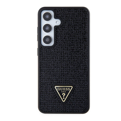 Galaxy S24 Kılıf Guess Orijinal Lisanslı Taşlı Arka Yüzey Üçgen Logolu Kılıf
