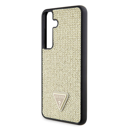 Galaxy S24 Kılıf Guess Orijinal Lisanslı Taşlı Arka Yüzey Üçgen Logolu Kılıf