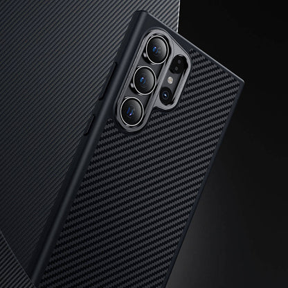 Galaxy S24 Kılıf Karbon Fiber M-safe Şarj Özellikli Benks Hybrid ArmorPro 600D Kevlar Kılıf