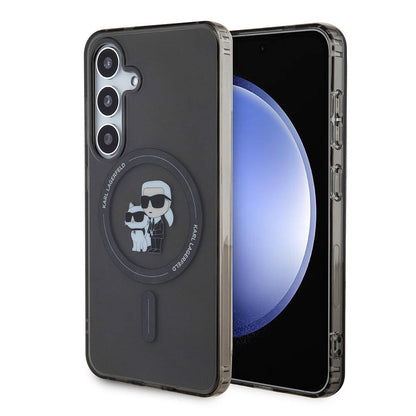 Galaxy S24 Kılıf Karl Lagerfeld orijinal Lisanslı M-safe Şarj Özellikli Karl & Choupette IML Baskılı Kılıf