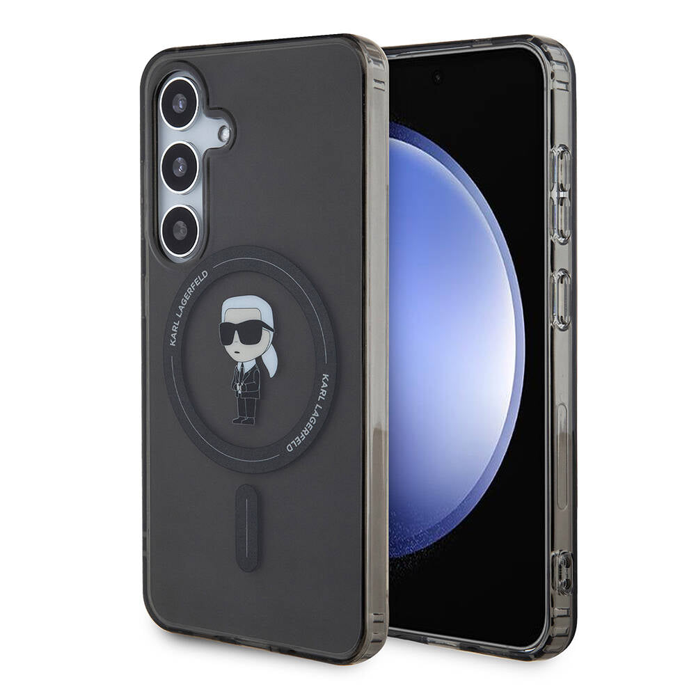 Galaxy S24 Kılıf Karl Lagerfeld orijinal Lisanslı M-safe Şarj Özellikli Karl Head IML Baskılı Kılıf