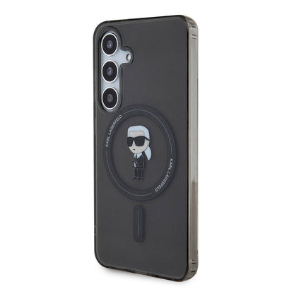 Galaxy S24 Kılıf Karl Lagerfeld orijinal Lisanslı M-safe Şarj Özellikli Karl Head IML Baskılı Kılıf