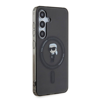 Galaxy S24 Kılıf Karl Lagerfeld orijinal Lisanslı M-safe Şarj Özellikli Karl Head IML Baskılı Kılıf