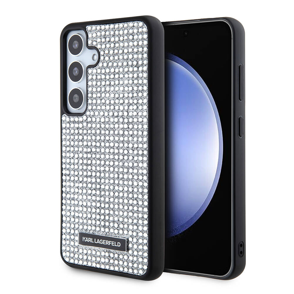 Galaxy S24 Kılıf Karl Lagerfeld Taşlı Metal Logo Orijinal Lisanslı Kılıf