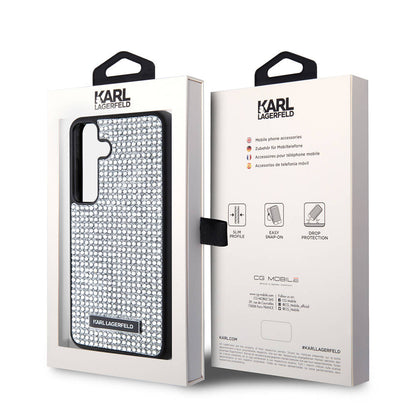 Galaxy S24 Kılıf Karl Lagerfeld Taşlı Metal Logo Orijinal Lisanslı Kılıf