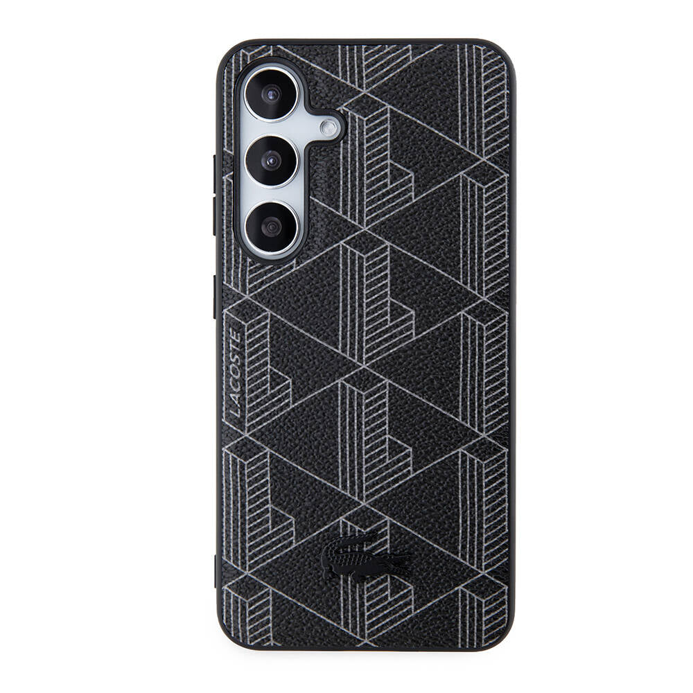 Galaxy S24 Kılıf Lacoste Orijinal Lisanslı M-safe Şarj Özellikli PU Deri Görünümlü Karışık Monogram Desenli Kılıf