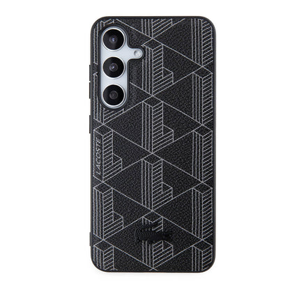 Galaxy S24 Kılıf Lacoste Orijinal Lisanslı M-safe Şarj Özellikli PU Deri Görünümlü Karışık Monogram Desenli Kılıf