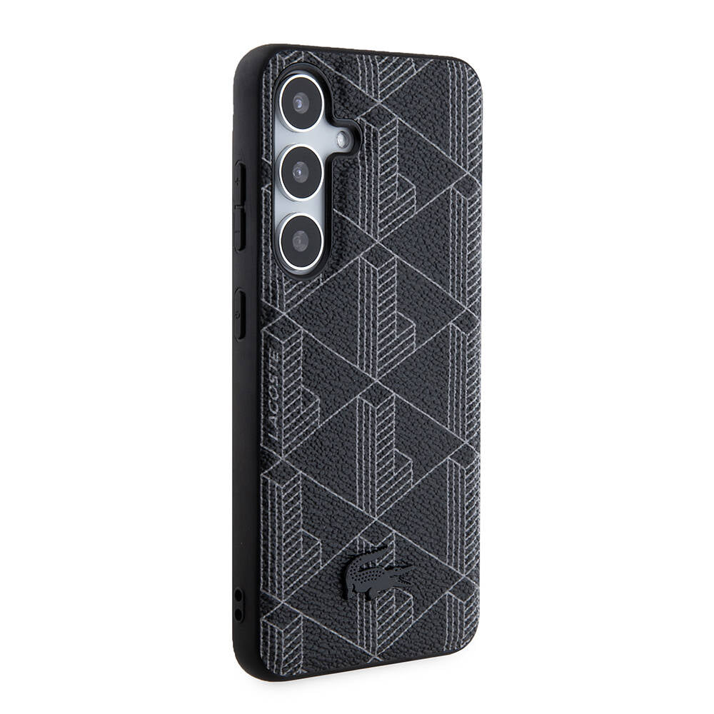Galaxy S24 Kılıf Lacoste Orijinal Lisanslı M-safe Şarj Özellikli PU Deri Görünümlü Karışık Monogram Desenli Kılıf