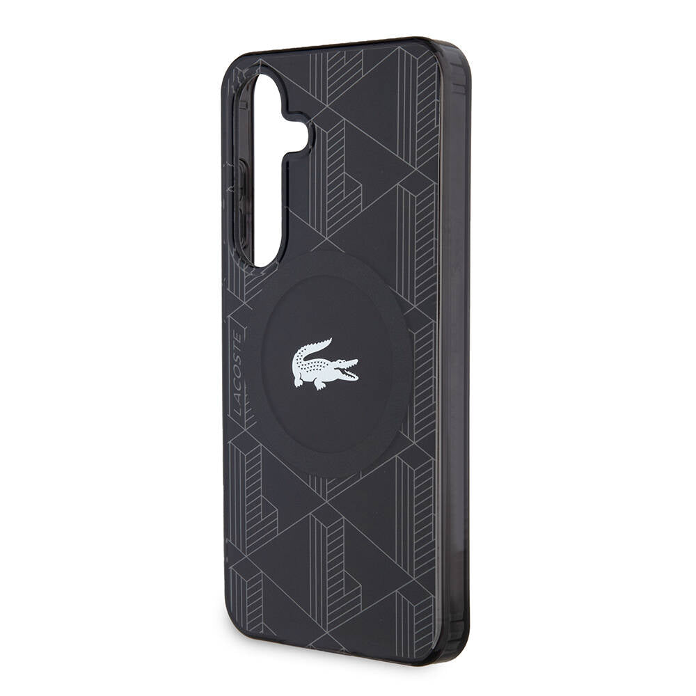 Galaxy S24 Kılıf Lacoste orijinal Lisanslı M-safe Şarj Özellikli Çift Katmanlı Timsah Logolu Blend Monogram Kılıf