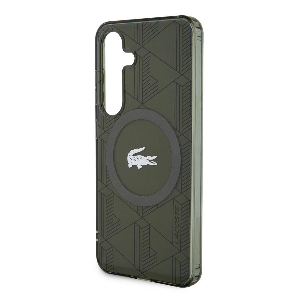 Galaxy S24 Kılıf Lacoste orijinal Lisanslı M-safe Şarj Özellikli Çift Katmanlı Timsah Logolu Blend Monogram Kılıf