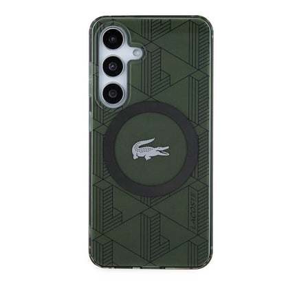 Galaxy S24 Kılıf Lacoste orijinal Lisanslı M-safe Şarj Özellikli Çift Katmanlı Timsah Logolu Blend Monogram Kılıf