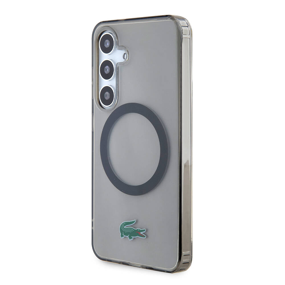 Galaxy S24 Kılıf Lacoste orijinal Lisanslı M-safe Şarj Özellikli Transparan Timsah Logo Baskılı Kılıf