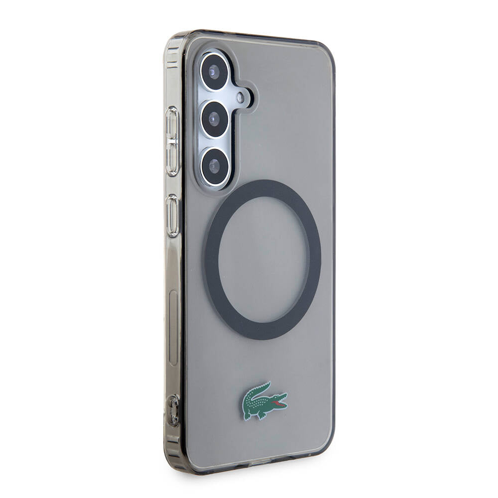 Galaxy S24 Kılıf Lacoste orijinal Lisanslı M-safe Şarj Özellikli Transparan Timsah Logo Baskılı Kılıf