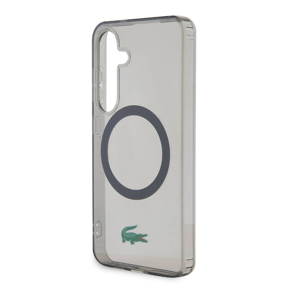 Galaxy S24 Kılıf Lacoste orijinal Lisanslı M-safe Şarj Özellikli Transparan Timsah Logo Baskılı Kılıf