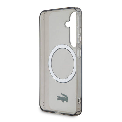 Galaxy S24 Kılıf Lacoste orijinal Lisanslı M-safe Şarj Özellikli Transparan Timsah Logo Baskılı Kılıf