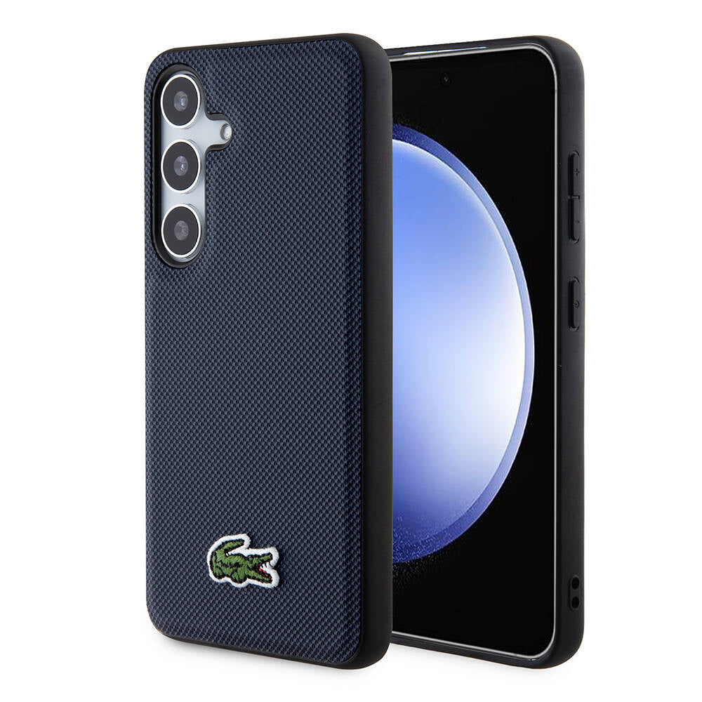 Galaxy S24 Kılıf Lacoste orijinal Lisanslı PU Pike Desenli Arka Yüzey İkonik Timsah Dokuma Logolu Kılıf