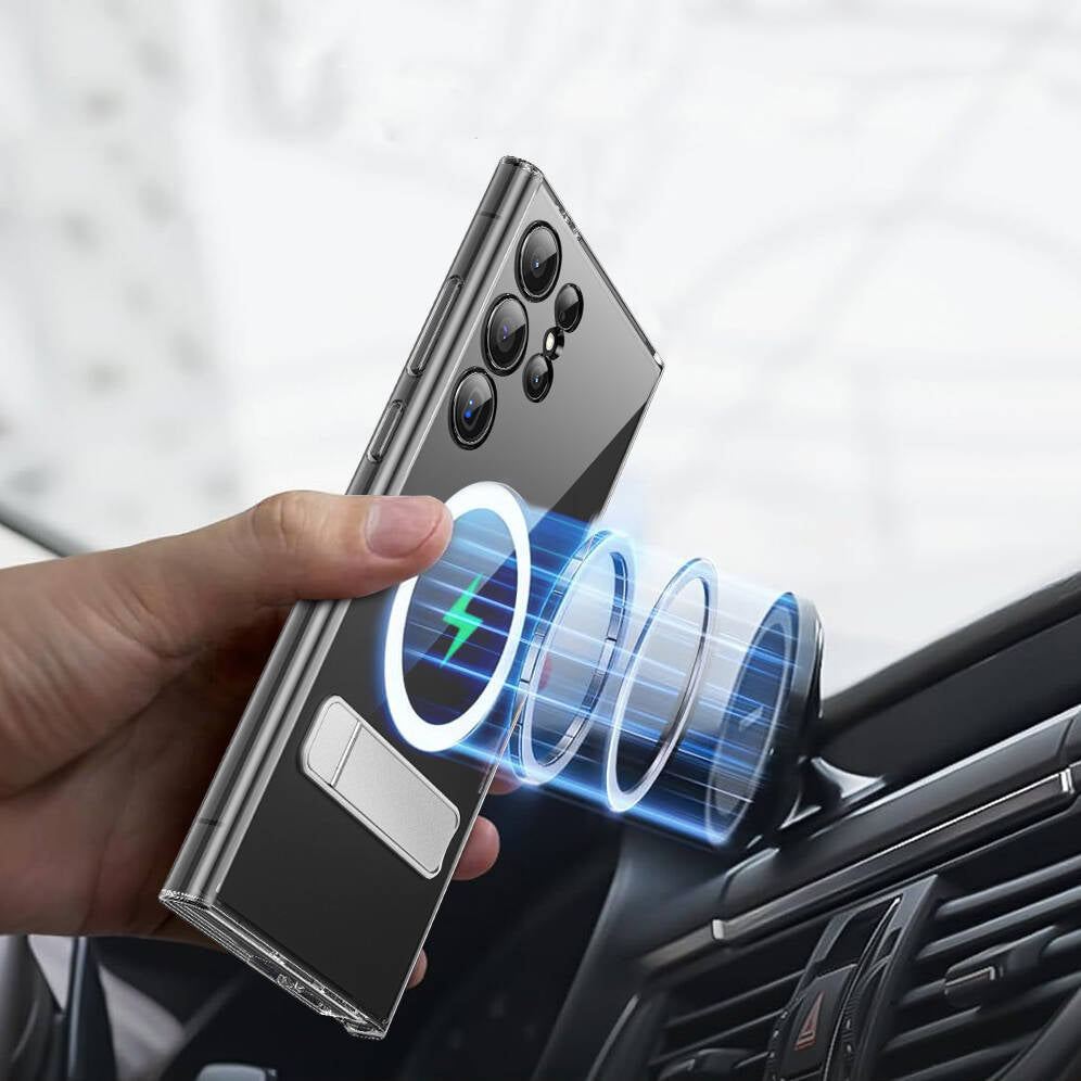Galaxy S24 Kılıf M-safe Şarj Özellikli Kamera Korumalı Standlı Wiwu KCC-025 Aurora Serisi Kılıf
