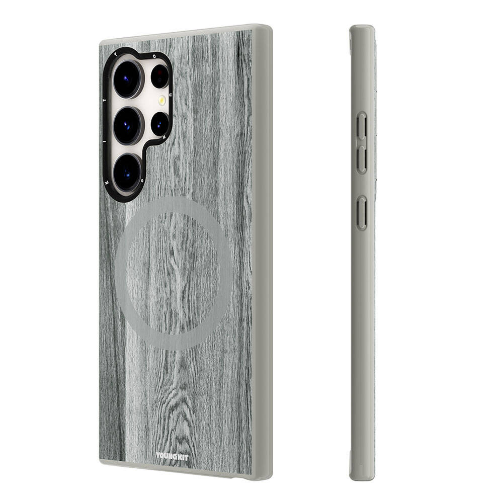 Galaxy S24 Ultra Kılıf M-safe Şarj Özellikli Sararmaya Dayanıklı Youngkit Wood Forest Serisi Kılıf