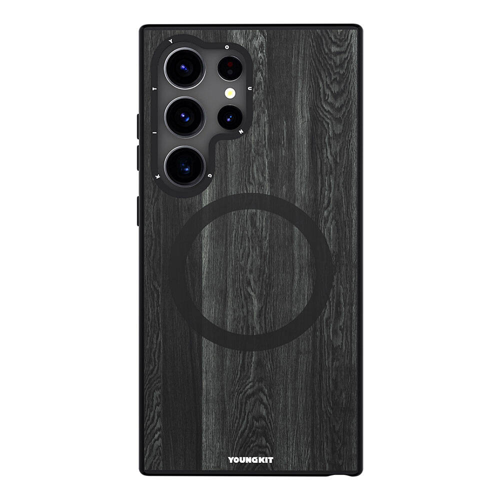 Galaxy S24 Ultra Kılıf M-safe Şarj Özellikli Sararmaya Dayanıklı Youngkit Wood Forest Serisi Kılıf