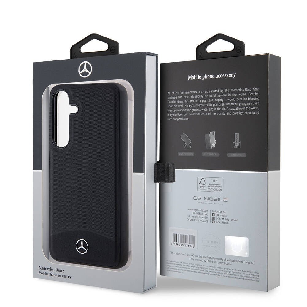 Galaxy S24 Kılıf Mercedes Benz Orijinal Lisanslı M-safe Şarj Özellikli Deri Dokumalı Sade Kılıf