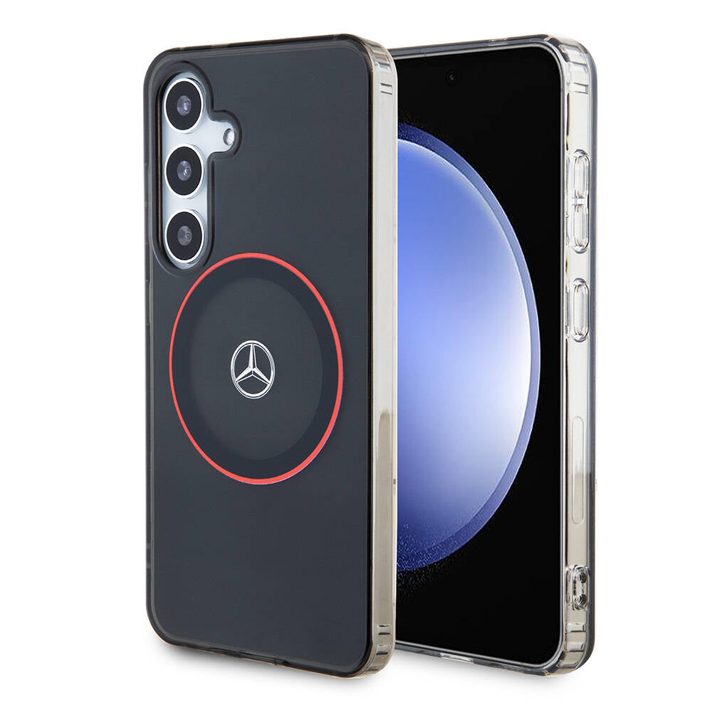 Galaxy S24 Kılıf Mercedes Benz orijinal Lisanslı M-safe Şarj Özellikli IML Yıldız Logolu Red Ring Kılıf