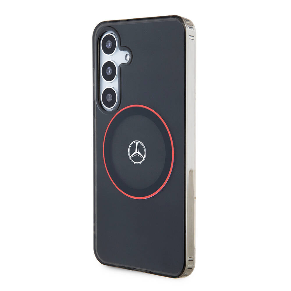 Galaxy S24 Kılıf Mercedes Benz orijinal Lisanslı M-safe Şarj Özellikli IML Yıldız Logolu Red Ring Kılıf