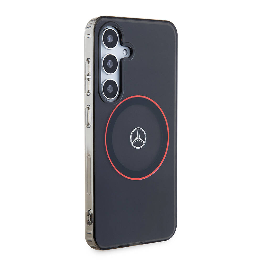 Galaxy S24 Kılıf Mercedes Benz orijinal Lisanslı M-safe Şarj Özellikli IML Yıldız Logolu Red Ring Kılıf