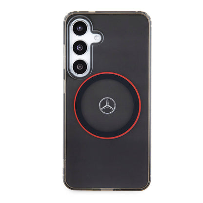 Galaxy S24 Kılıf Mercedes Benz orijinal Lisanslı M-safe Şarj Özellikli IML Yıldız Logolu Red Ring Kılıf