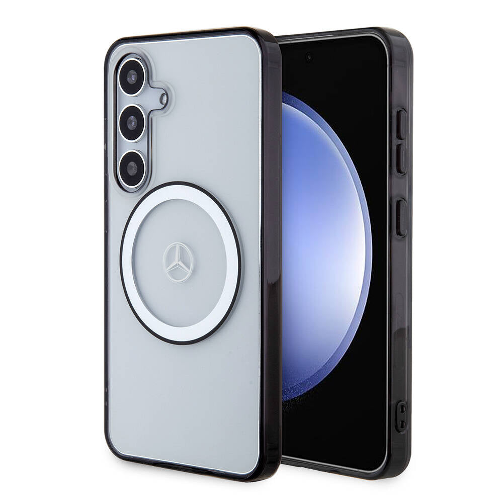 Galaxy S24 Kılıf Mercedes Benz orijinal Lisanslı M-safe Şarj Özellikli PC TPU Transparan Black Ring Kılıf